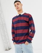 Sweet Sktbs Loose Pique Long Sleeve Polo In Navy - Navy