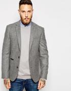 Asos Slim Blazer In Tweed - Gray