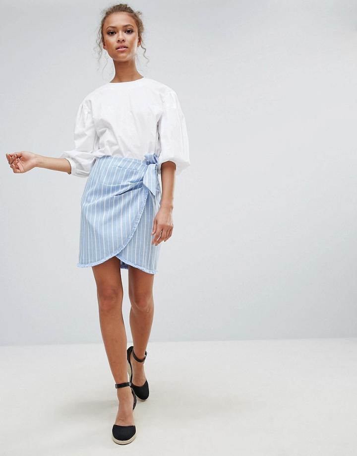 Parisian Tie Side Skirt - Blue