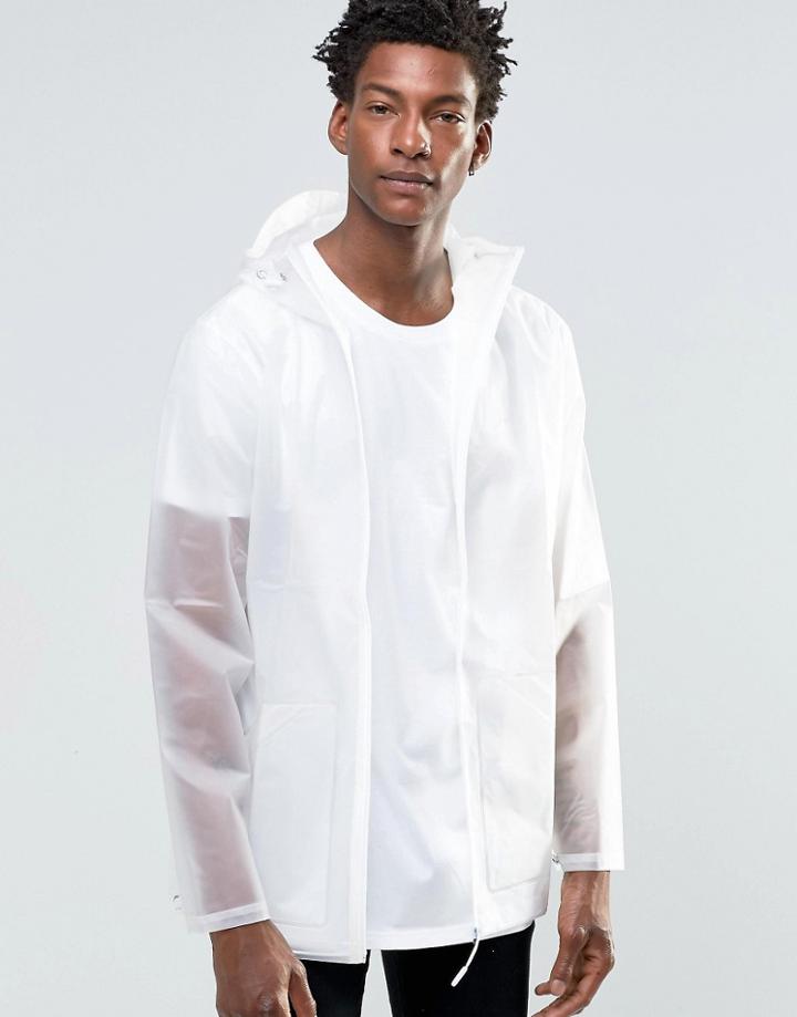 Rains Transparent Jacket With White Zip