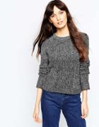 Asos Sweater In Twist Yarn With Hem Pocket Detail - Mono