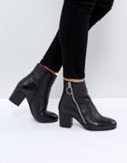 Park Lane Leather Side Zip Boot - Black