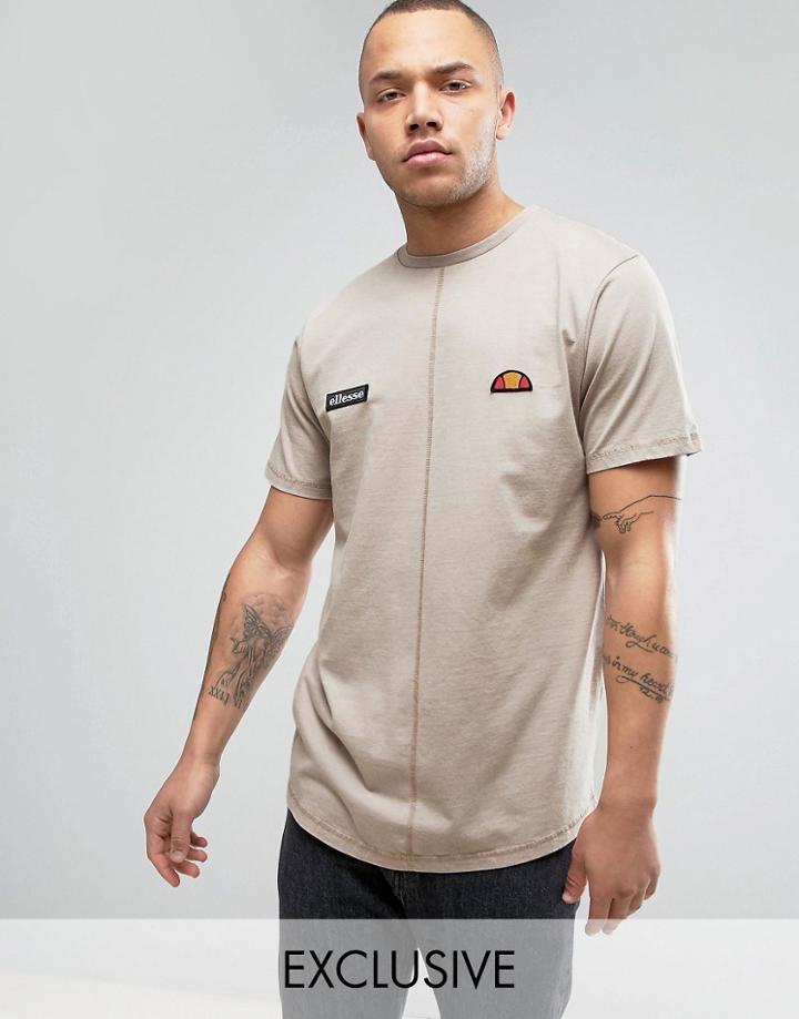 Ellesse Longline Acid Wash T-shirt - Stone