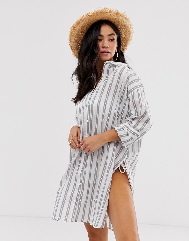 Anmol Oversized Beach Shirt In Stripe - Multi