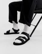 Asos Design Tech Sandals In Black With Tape Straps - Black