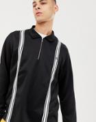 Sweet Sktbs Loose Polo With Zip Neck In Black - Black