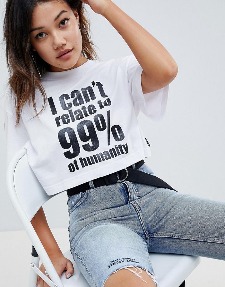 Cheap Monday Slogan T-shirt In White - White