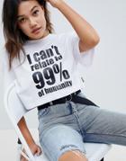 Cheap Monday Slogan T-shirt In White - White
