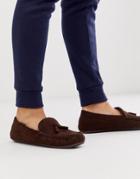 Asos Design Slippers In Brown With Faux Fur Lining