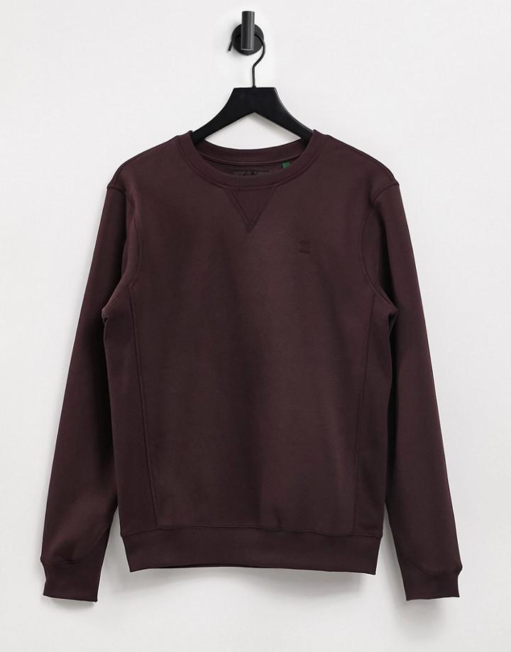 G-star Core Small Logo Crew Neck Sweatshirt In Burgundy-red