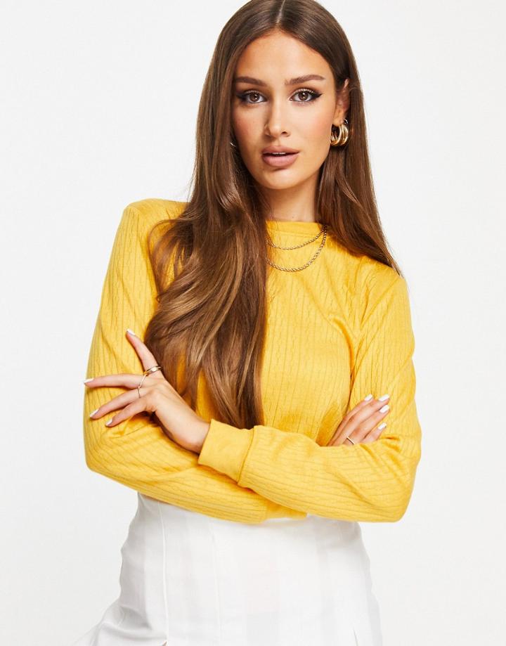 Unique21 Stripe Textured Sweater In Orange