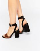 London Rebel 2 Part Block Heel Sandals - Black