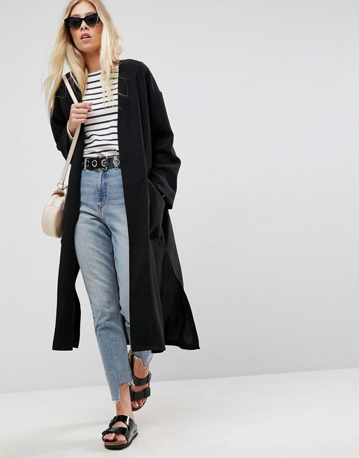 Asos Tailored Edge To Edge Duster Jacket - Black