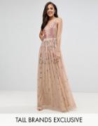 Maya Tall Cami Strap Plunge Embellished Maxi Dress - Multi