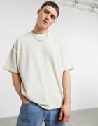 Asos Design Pique Oversized T-shirt In Beige-neutral