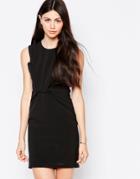By Zoe Sleeveless Shift Dress With Knot Front - Nuit