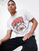 Tommy Jeans Varsity Basketball Logo Print T-shirt In Silver Gray Heather-grey