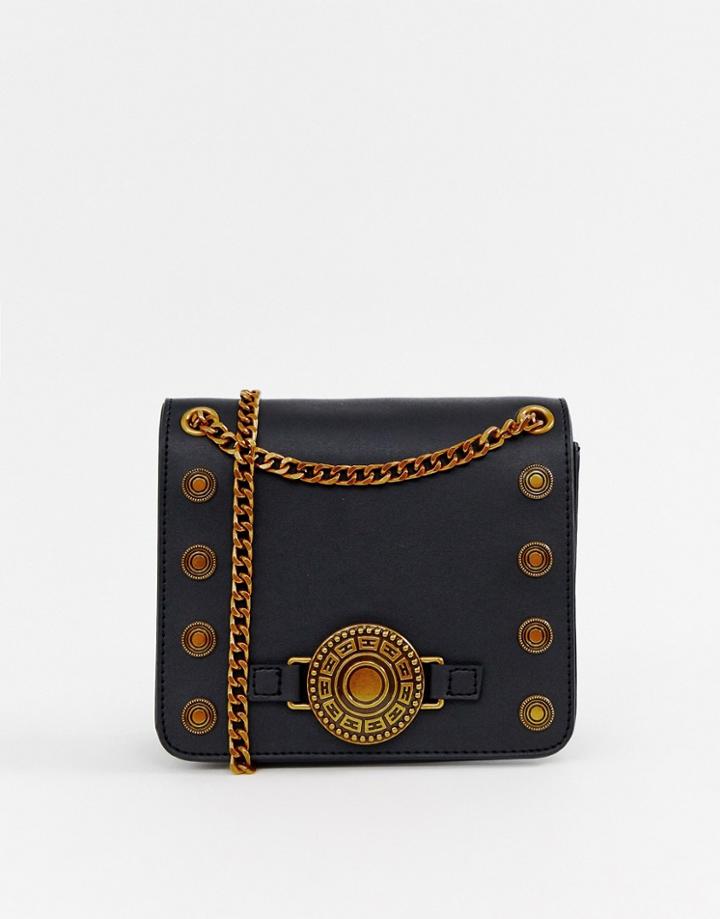 Asos Design Ornate Stud Cross Body Bag - Black