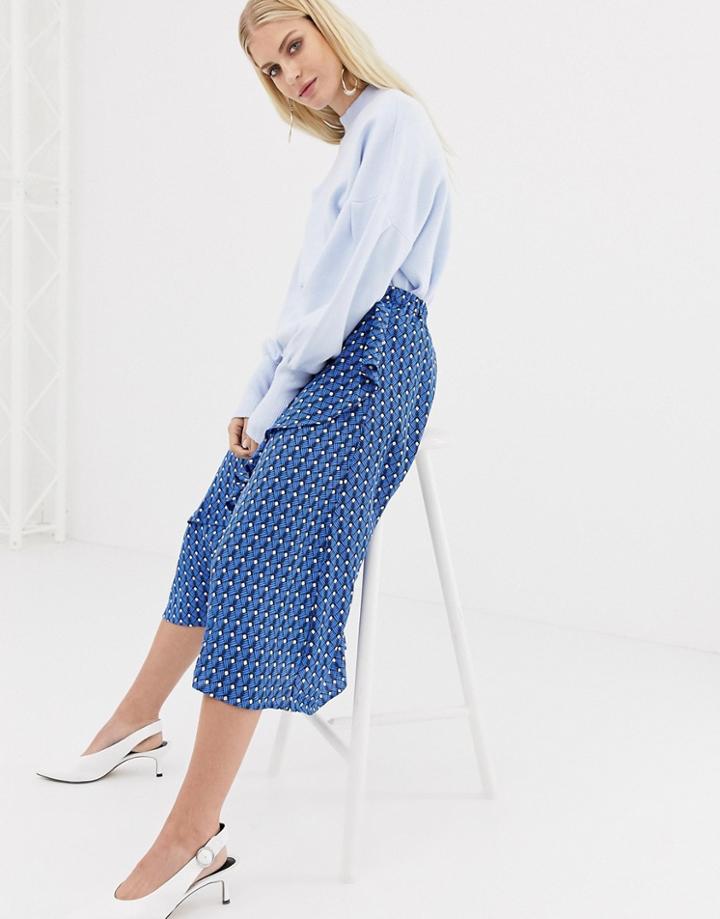 Y.a.s Leaf Print Midi Skirt-multi
