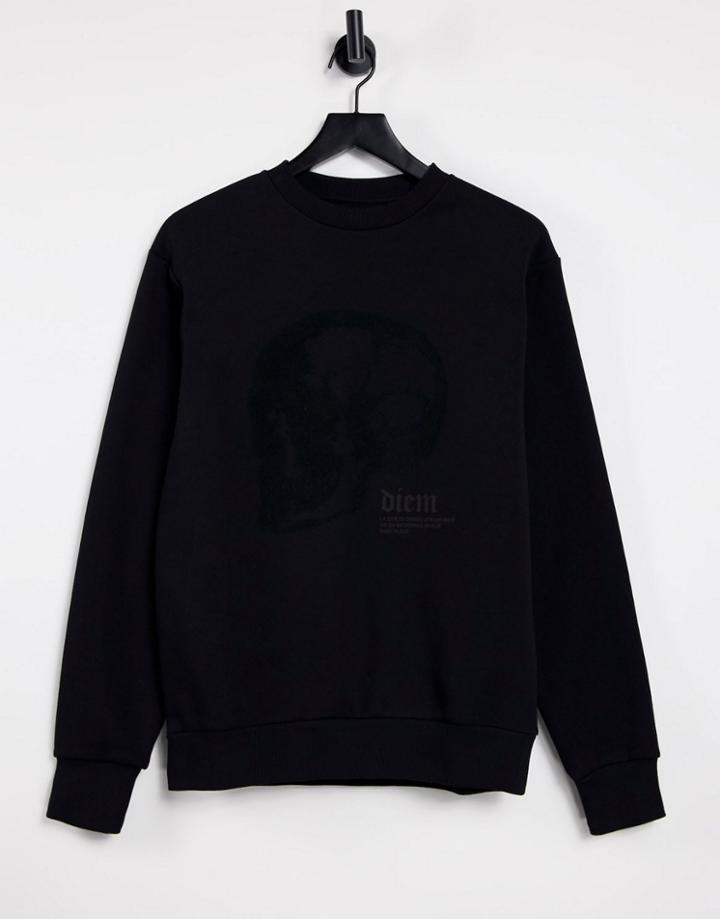 River Island Sweatshirt With Skull Print In Black