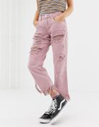 Glamorous Distressed Boyfriend Jeans-pink