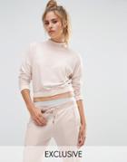 Puma Exclusive To Asos High Neck Cropped Sweat In Pale Pink - Pink
