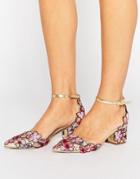 Asos Strut Embroidered Pointed Heels - Gold