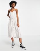 Influence Button Down Beach Dress In Stone Stripe-neutral