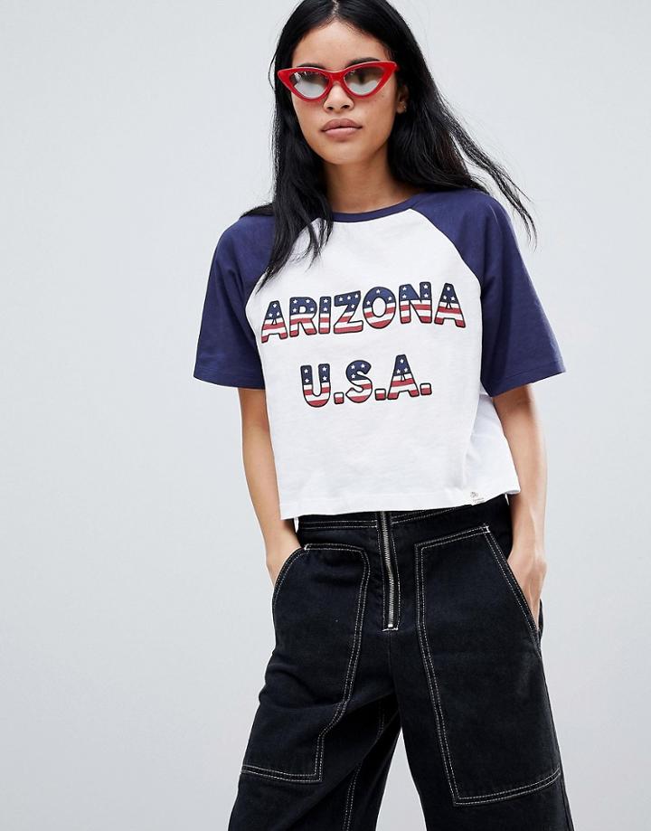 Pull & Bear 'arizona Usa' Raglan T-shirt - White