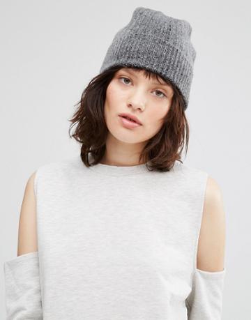 Johnstons Cashmere Ribbed Hat - Gray