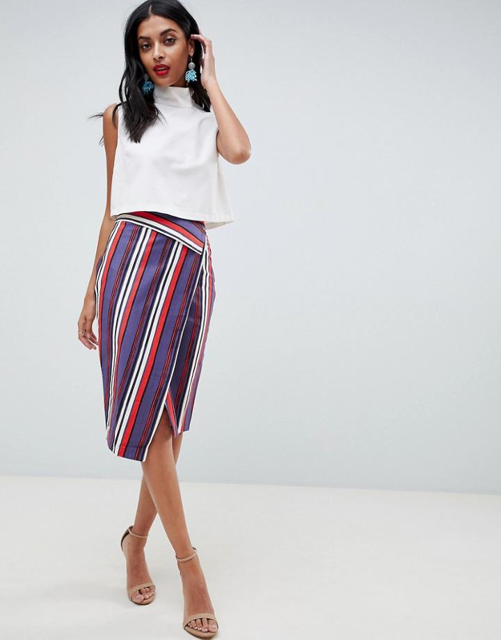 Closet London Stripe Pencil Skirt - Multi