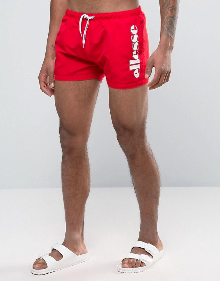 Ellesse Block Side Logo Swim Shorts In Red - Red