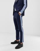 Twisted Tailor Super Skinny Suit Pants With Contrast Stripe-navy