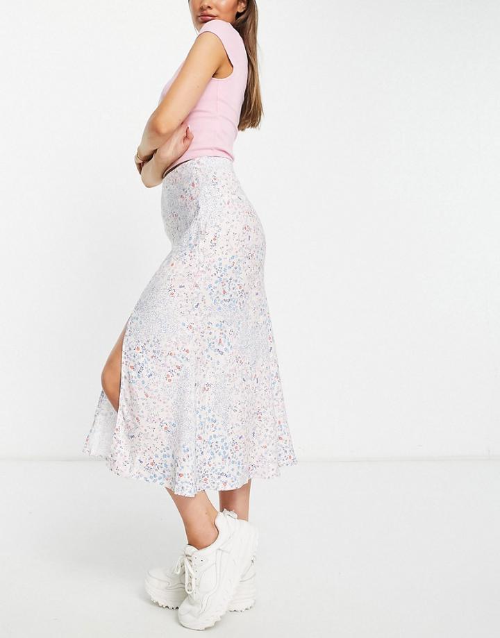 Y.a.s Midi Skirt In Pink & Blue Print-multi