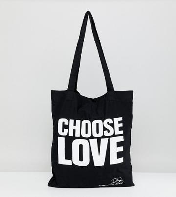 Help Refugees Choose Love Tote Bag In Organic Cotton-black