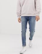 Asos Design Skinny Jeans In Mid Wash