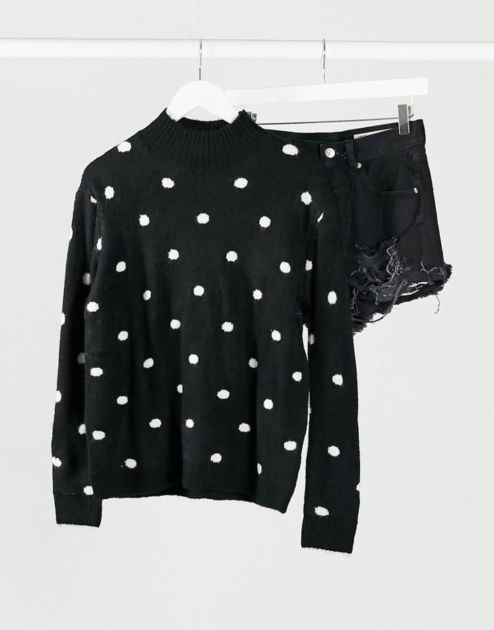 Brave Soul Dot Sweater-black