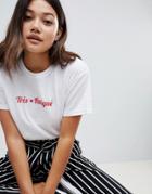 Daisy Street T-shirt With Tres Fatigue Print - White