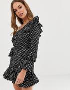 In The Style Binky Polka Dot One Shoulder Dress - Multi