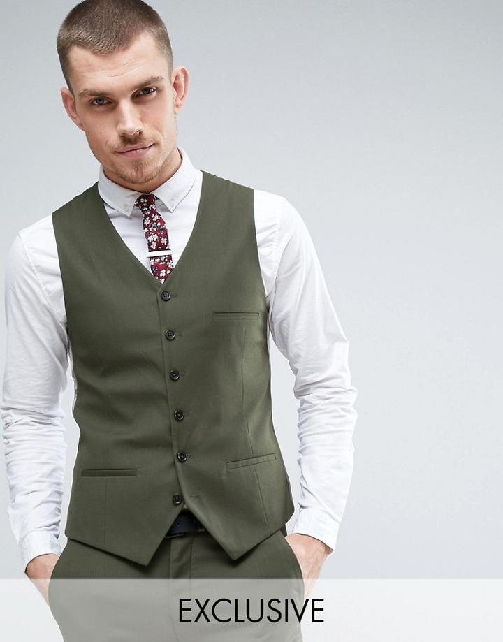 Heart & Dagger Super Skinny Vest In Khaki - Green