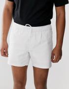 Asos Design Slim Shorter Chino Shorts With Elastic Waist In White - White