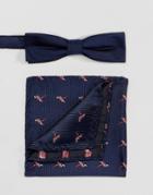 Peter Werth Bow Tie And Pocket Square Set - Blue