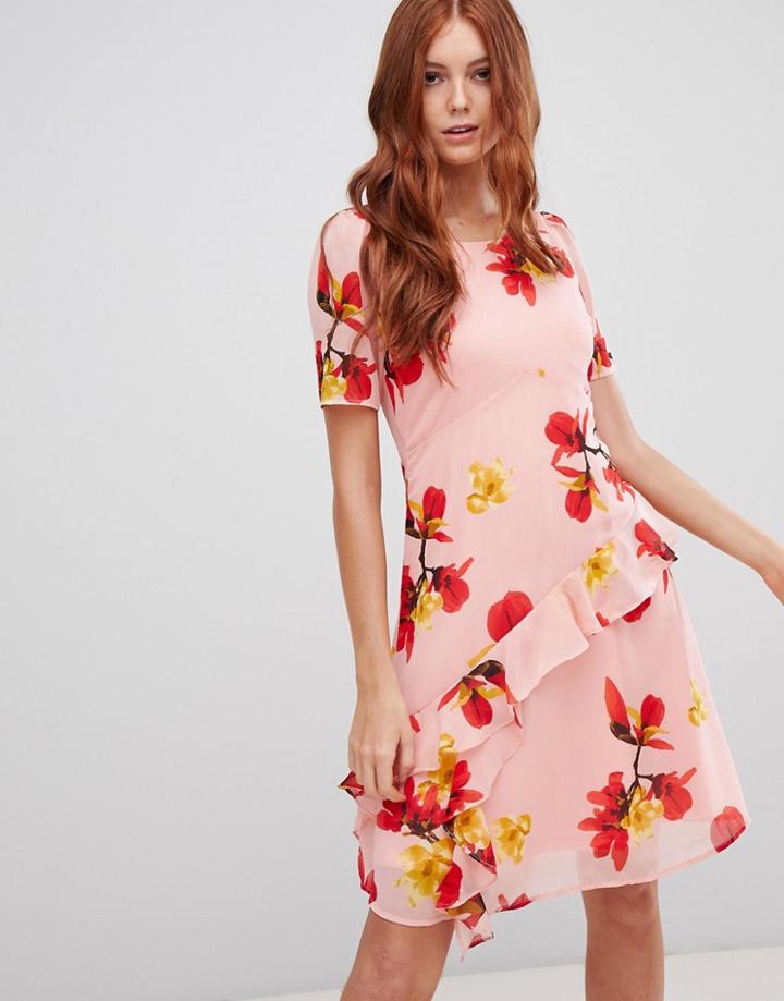 Vero Moda Floral Ruffle Panel Skater Dress - Multi