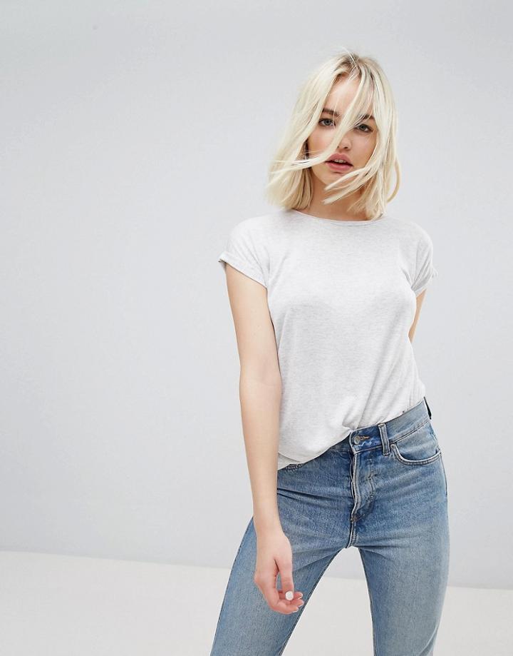 New Look Soft Textured Basic Tee - Gray
