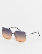 Asos Design Recycled Frame Oversized 70s Fashion Glasses In Ombre-multi