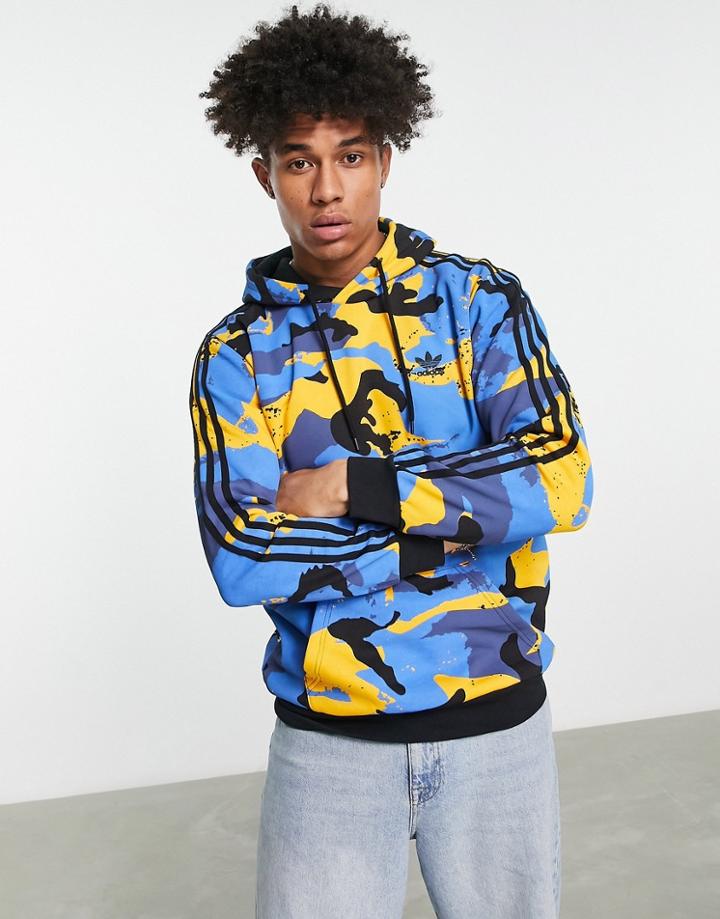 Adidas Originals Graphics All-over Camo Print Hoodie In Collegiate Gold