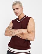Devil's Advocate Collegiate Tipped Knitted Vest-red