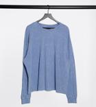 Asos Design Curve Oversized Long Sleeve T-shirt With Cuff Detail In Washed Blue