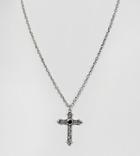 Reclaimed Vintage Inspired Cross Pendant Necklace With Black Enamel Detail Exclusive To Asos - Silver