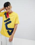 Fila Black Line T-shirt With Large Logo In Yellow - Yellow